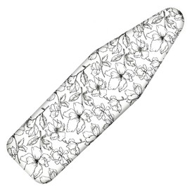 Ironing Board Cover and Pad, 21x54 Extra Large Thick Iron Padding, Scorch & Stain Resistant Ironing board cover, Heavy Duty Iron Board Padded with Adjustable Fasteners Elastic Edge, Floral White