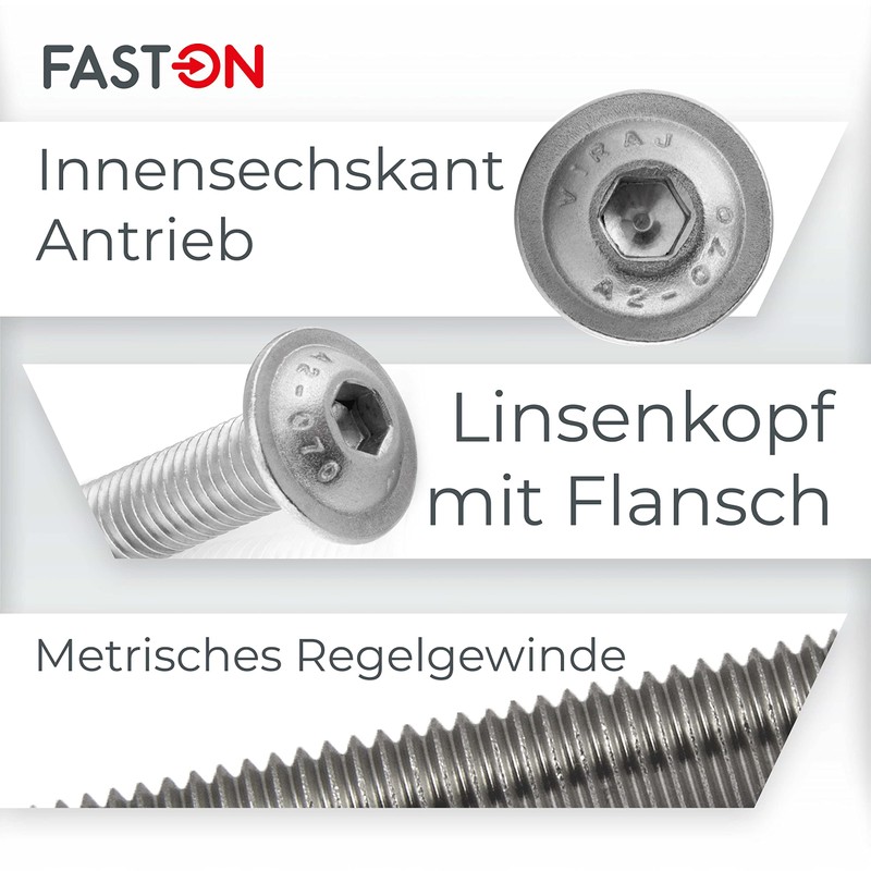 Rounded Head Screws with Flange and Hexagon Socket M4 x