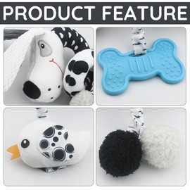 High Contrast Black and White Baby Spiral Activity Toy, Car Seat and Crib Attachable Toy (Pet)