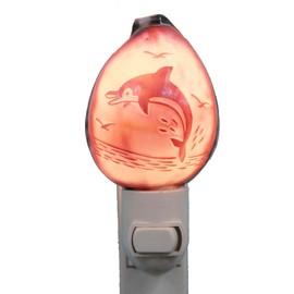 California Seashell Company Carved Dolphin Cowrie Shell Night Light