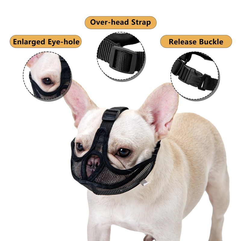 OHCOZZY Short Snout Dog Muzzle, Soft Breathable Mesh Bulldog Muzzle