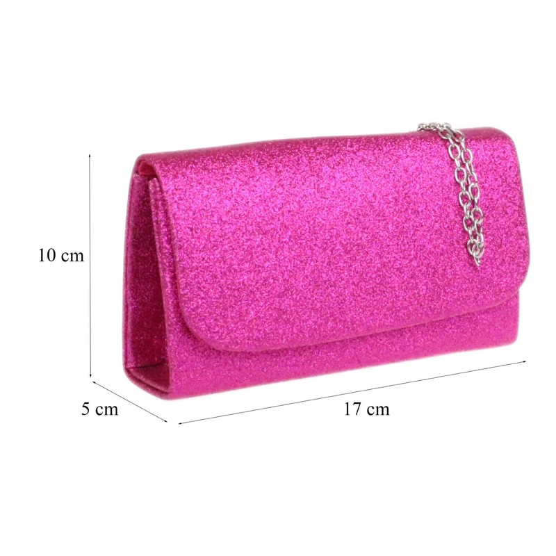 Girly Handbags Womens Glitter Plain Clutch Bag Silver