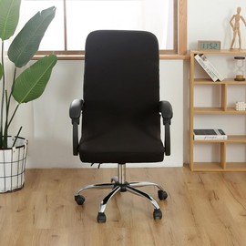 Office Chair Cover, Chair Cover, Office Chair, Swivel Chair, Integrated Zippered Elastic Material, Removable Universal & Removable Washable (Black, Large)