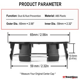 RTRHINOTUNING 4pcs 65mm Wheel Center Caps Compatible with F-150 Mustang Focus,OD:65mm/2.56in ID:59mm/2.32in