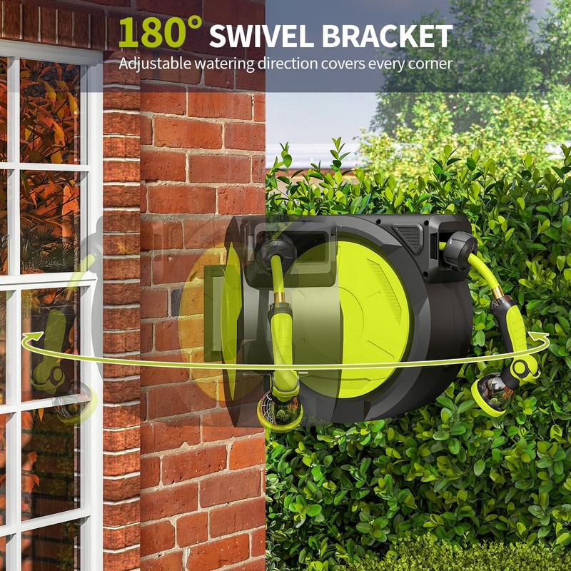 LUCKPRO Retractable Garden Hose Reel - 1/2 inch x 50ft