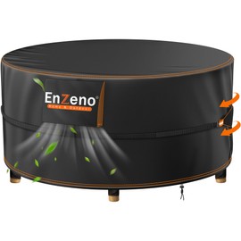 Enzeno Garden Furniture Cover Round Waterproof, Garden Table Cover with Air Vent, Round Patio Table Covers 420D Oxford Cloth Patio Outdoor Covers Windproof(190x80cm)