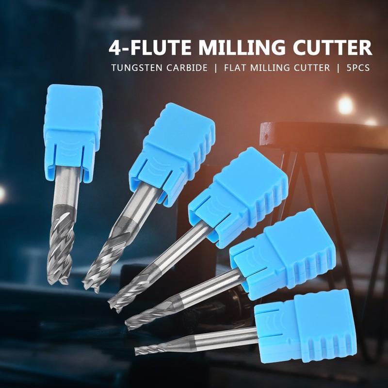 FTVOGUE 5pcs 4-Flute Drill, Milling Tools Milling Cutter End Mills
