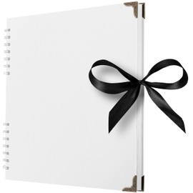 Bstorify Square Scrapbook Photo Albums 70 Pages (25.4 x 25.4 cm) White Thick Paper, Hardcover, Metal Corners - Ideal for Your Scrapbooking Albums, Art & Craft Projects (White, 25.4 x 25.4 Cm)