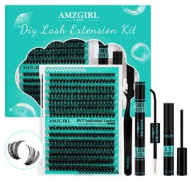 DIY Wimpernverlängerung Kit, individuelle Wimpern Kit mit 280 Pcs 6080D Cluster Wimpern Bindung und Siegel, Wimpern Applikator Einsteiger-Kit (6080D DIY Lash Kit)