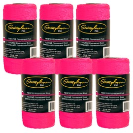 Stringliner 35709 Mason’s Line Replacement Rolls – 1 Lb. #18 Construction Replacement Roll Twisted FL Pink 1080'. (6 Pack)