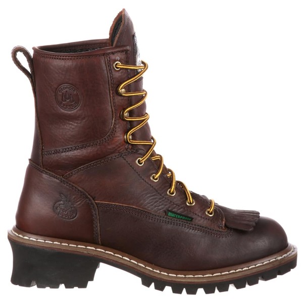 GEORGIA BOOT Steel Toe Waterproof Logger Boot, Chocolate, Size 11.5(M)