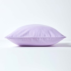 Homescapes - 100% Cotton Plain Mauve Filled Cushion - 45 x 45 cm Square - 18 x 18 Inches - Mauve Purple - 100% Cotton Cover Well Filled Pad - Washable