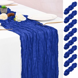 8 Pack Royal Blue Table Runners 10FT Cheesecloth Table Runner Boho Gauze Table Runner Long Rustic Sheer Fabric Table Runners for Wedding Party Bridal Shower Farmhouse & Home Decor