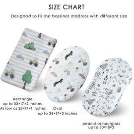 Dormlony Stretchy Ultra Soft Bassinet Sheet for Baby Girl and Boy 4 Pack,Universal Fit for Bassinets Pads/Mattress with Stylish Pattern(Vehicles)