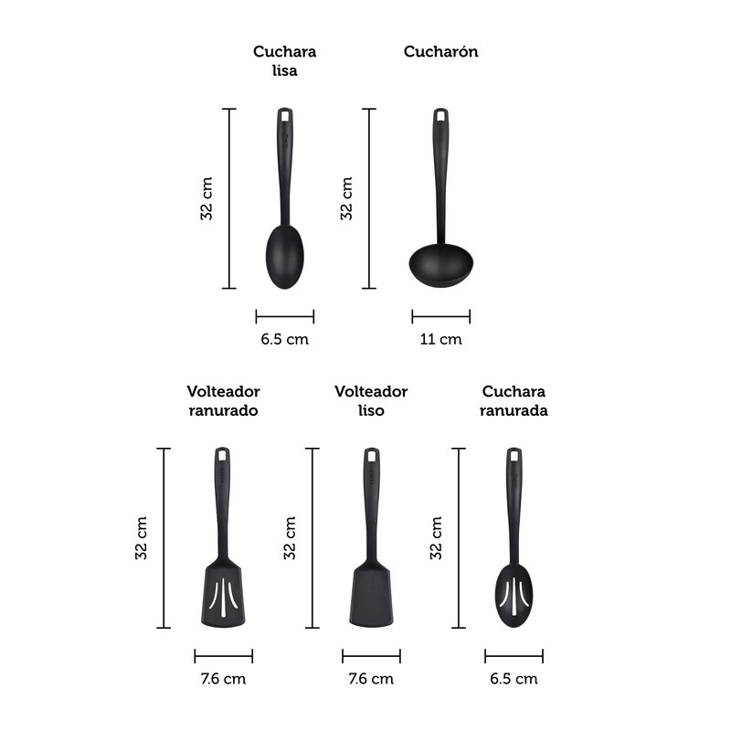 Juego de Utensilios de Cocina 5 Piezas Ekco Classic, Hechos