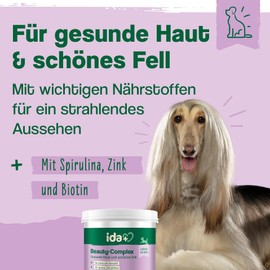 ida+ - Beauty Complex 350 g - Brewer's Yeast & Biotin Dogs - Supports Skin & Coat Care Dog - Against Itching for Dogs - With Spirulina Algae & Zinc for Dogs - Nourished Skin Dog - Skin and Fur Dog