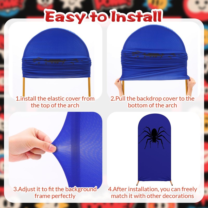 Tingjoo 3 Pcs Spider Web Theme Arch Backdrop Cover Wedding