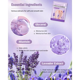 Foot Mask with Shea Butter & Lavender-6Pairs Hydrating Foot Peeling Mask for Dry Cracked Feet,Exfoliating Foot Mask Peel,Moisturize Repair Foot Spa Travel for Women Men,Thanksgiving Feet Care Gift Kit