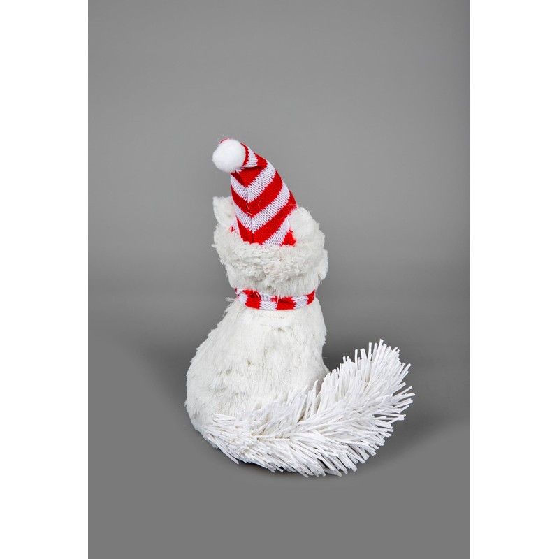 SHATCHI 20cm Arctic Fox Figure Christmas Tabletop Centrepiece Showpieces Home