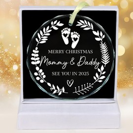 Svnntaa Merry Christmas Mommy & Daddy 2025 Ornament, Expecting Baby Mom Dad Ornament Xmas Gifts for New Mom Dad New Parents Gifts, Pregnancy Announcement for Husband Coming Soon 2025 Baby