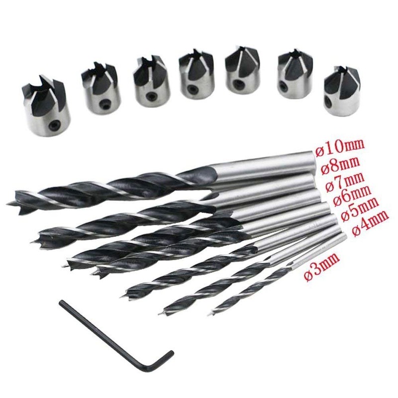 Yakamoz Countersink Drill Bits, Set of 7pcs HSS Countersink Drill