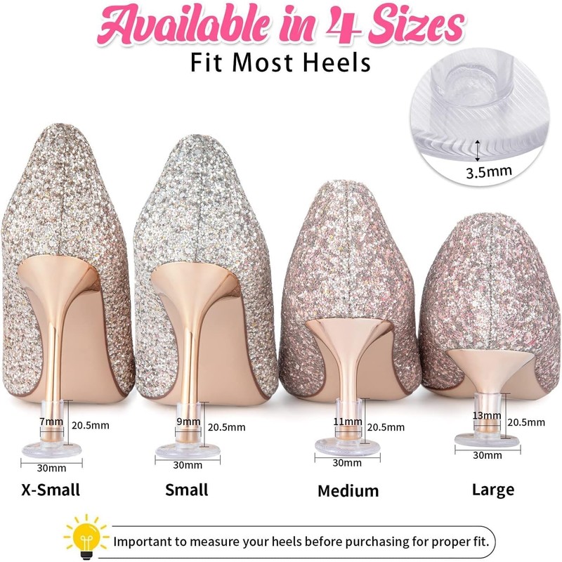 42 Pairs Heel Covers for Grass, 3 Sizes Clear High