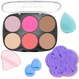Beetbul Kit de Maquillaje Bissú Paleta de 6 Colores + 1 Aplicador de Terciopelo + 2 Aplicadores de Dedo + 1 Esponja de Maquillaje + 1 Esponja Exfolian