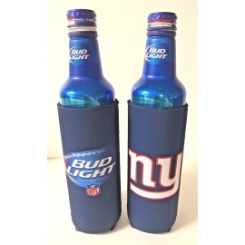 Bud Light New York Giants Beer Koozie Fits 16 oz Aluminum Can - Two (2) New F/S