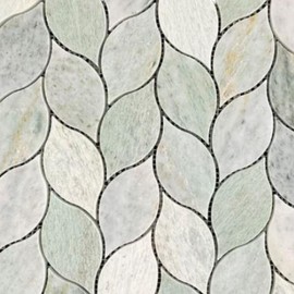 Tenedos Ming Green Greyish Petal Marble Polished Floor Wall Tile for Kitchen Backsplash, Bathroon Shower, Fireplace Surround, Decor Accent Wall (1 Sheet)