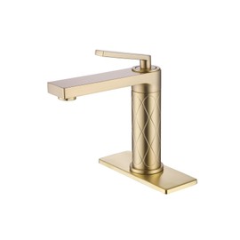 HONYI Bathroom Faucets Brass Bathroom Sink Faucet with Single Handle Suitable for 1 or 3 Holes Stainless Steel Washbasin Faucets, Leak-Free Faucet with Deck Plate Modern Elegant Brushed Gold