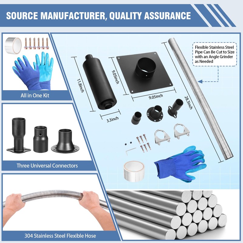 Generator Exhaust Extension Kit, Generator Silencer Kit with Three Adapters,