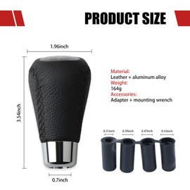 Irinidig 1 PC Car Shift Knob Head, 1.96 x 3.5 x 0.7 5 Speed Manual Shift Lever with Adapter Accessories, Leather Easy Grip Shift Knob Replacement, Universal for Manual Transmission Cars (Black)