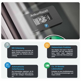 Parkwächter V1 Automatic Parking Disc in accordance with Road Code Digital Parking Disc for Car Electronic Parking Meter, Grey, 105 x 60 x 13 mm