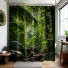 Tonmue Jungle Shower Curtain Rainforest Tropical Nature Green Forest Scenic