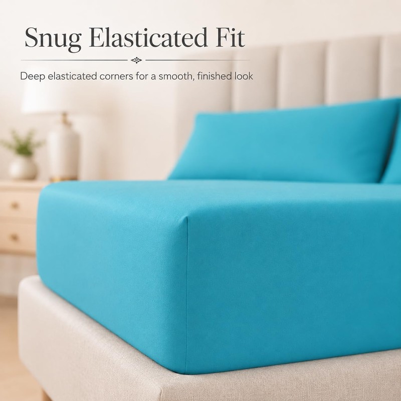 EXQUIZIT HOME Fitted Bed Sheet with Pillowcases Pack of 2