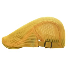 VOBOOM Men Breathable Mesh Summer Hat Adjustable Newsboy Beret Ivy Cabbie Flat Cap (Yellow)