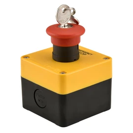 Heschen Red Sign Weatherproof Emergency Stop Switch Push Button Switch 660V 10A with Box & Key (1NO1NC)
