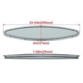 HECASA Boat Portlight Porthole 23-1/4" X 5" X 1-1/8"(590mm X 127mm X 29mm) Compatible with 2004 2007 Sea Ray 225 Weekender TOO Boat Yacht Replacement Window Port Hole Bow Oval