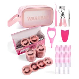 20 Pares Blister Extensiones De Pestañas 3d + Kit Maquillaje