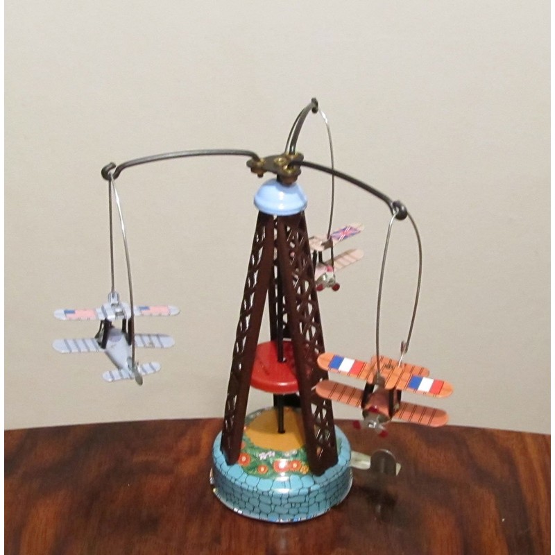 Nostalgie Blechspielzeug Karussell mit Doppeldecker