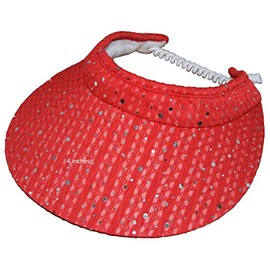 Cushees Sparkle Coil Back Sun Visor (621) (Red)