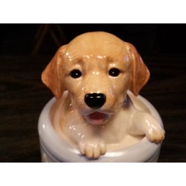D.N.C. Fine Porcelain Collectibles YELLOW LAB Porcelain Dog Treat Cookie Jar Ceramic Figurine Quality DNC  #CJ-019