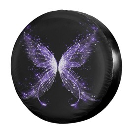 Delerain Purple Butterfly Spare Tire Covers Waterproof Dust-Proof Spare Wheel Cover Universal Fit for Jeep, Trailer, RV, SUV, Truck and Many Vehicle (17 Inch for Diameter 31"-33")