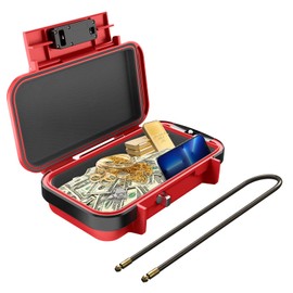 Brifit Portable Safe with Payment Code, Security Box with Removable Wire Rope, Waterproof Anti-Theft Mini Safe Safe Security Box for Home, Hotel, Camping, Travel, Beach (Red)