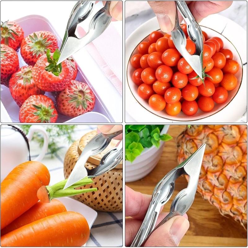Erdbeerhüller Set, 2 Stück Edelstahl Obstentferner, Stielentferner für Erdbeeren, Tomaten