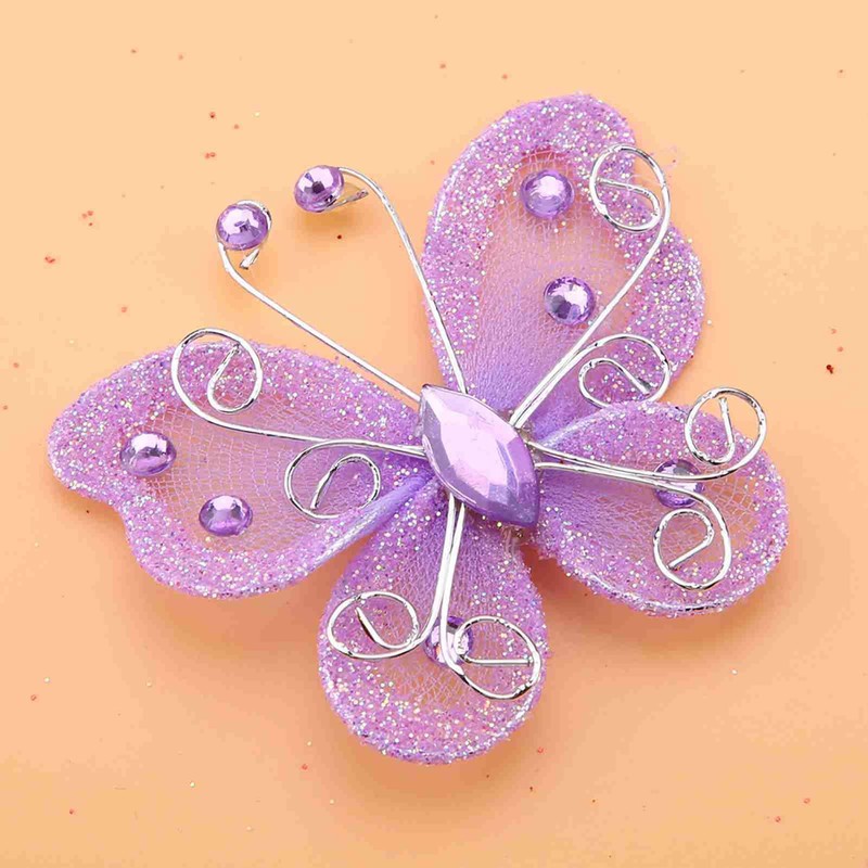 WPKD BLUEIY 24pcs Butterflies for Crafts,Mesh Wire Glitter Butterfly,Gauze Butterfly