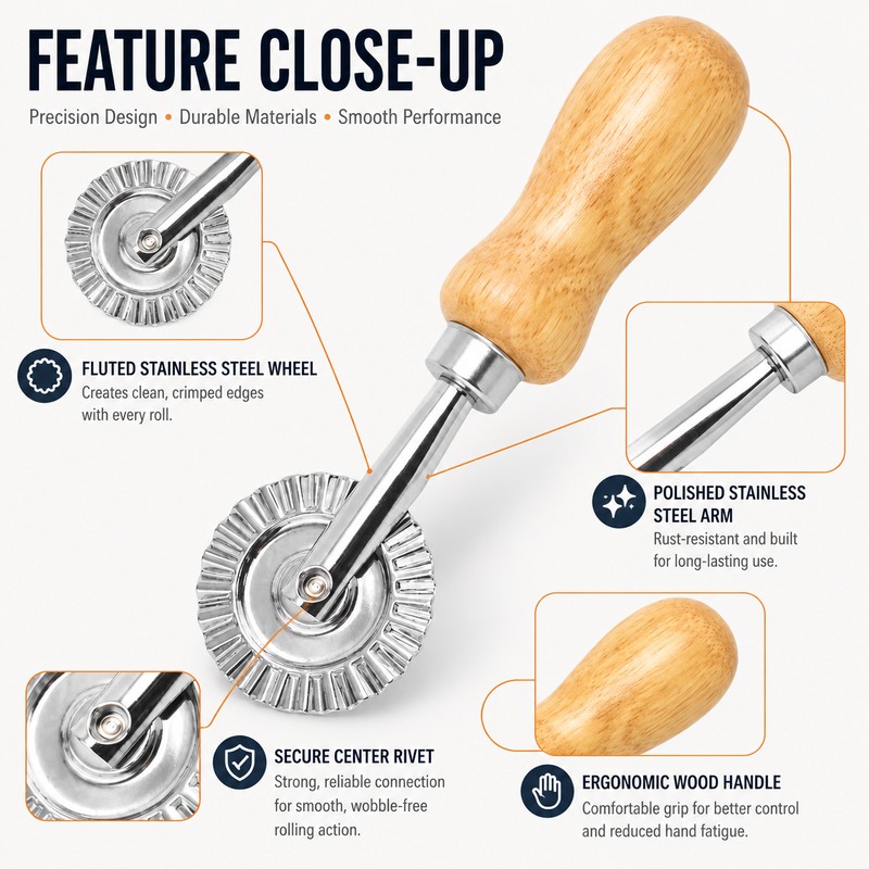 Ravioli Cutter for Pasta & Pastry – Fluted Stainless Steel