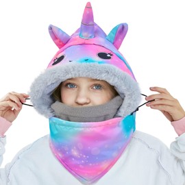 Kids Balaclava Winter Windproof Hat, Adjustable Ski Mask for Kids with Fleece Lining Cold Weather Snow Hat for Age 3-8 (Multicolored)