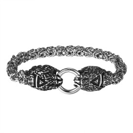 Cupimatch Men's Bear Claw Bangle: Viking Bracelet Stainless Steel Chunky Cuff Bracelet Nordic Men's Bracelet Amulet Jewellery Gift for Boyfriend Husband Son Father Brother Silver, Stainless Steel