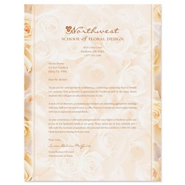 Elegant Cream Roses Letterhead, 25 Count